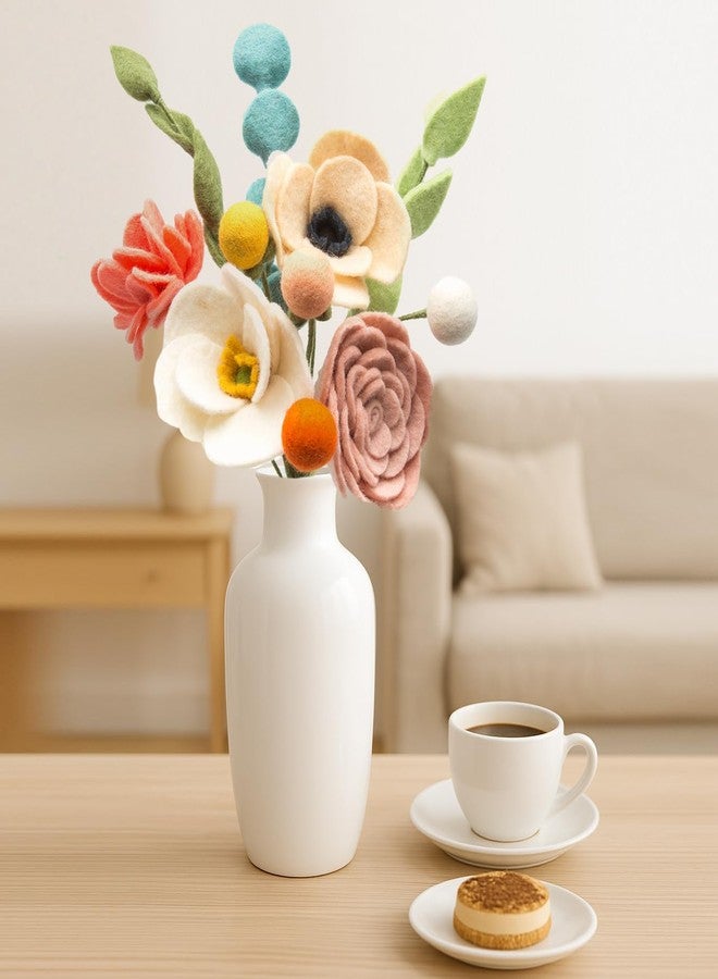 Glaciart One Wool Felt Flowers Set - Handcrafted Artificial Arrangement with Colorful Stems, Eco-Friendly Material, Essential Oil Ready, Reusable Decor, Washable Gift for Events or Home - Image 4