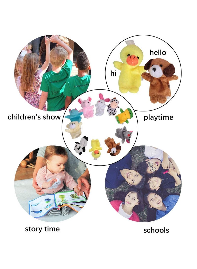 KASTWAVE 16 Pack Soft Plush Finger Puppets Set - 10 Animals + 6 People Family Members Velvet Cute Toys for Children, Story Time, Shows, Playtime, Schools (16pcs) - Image 3