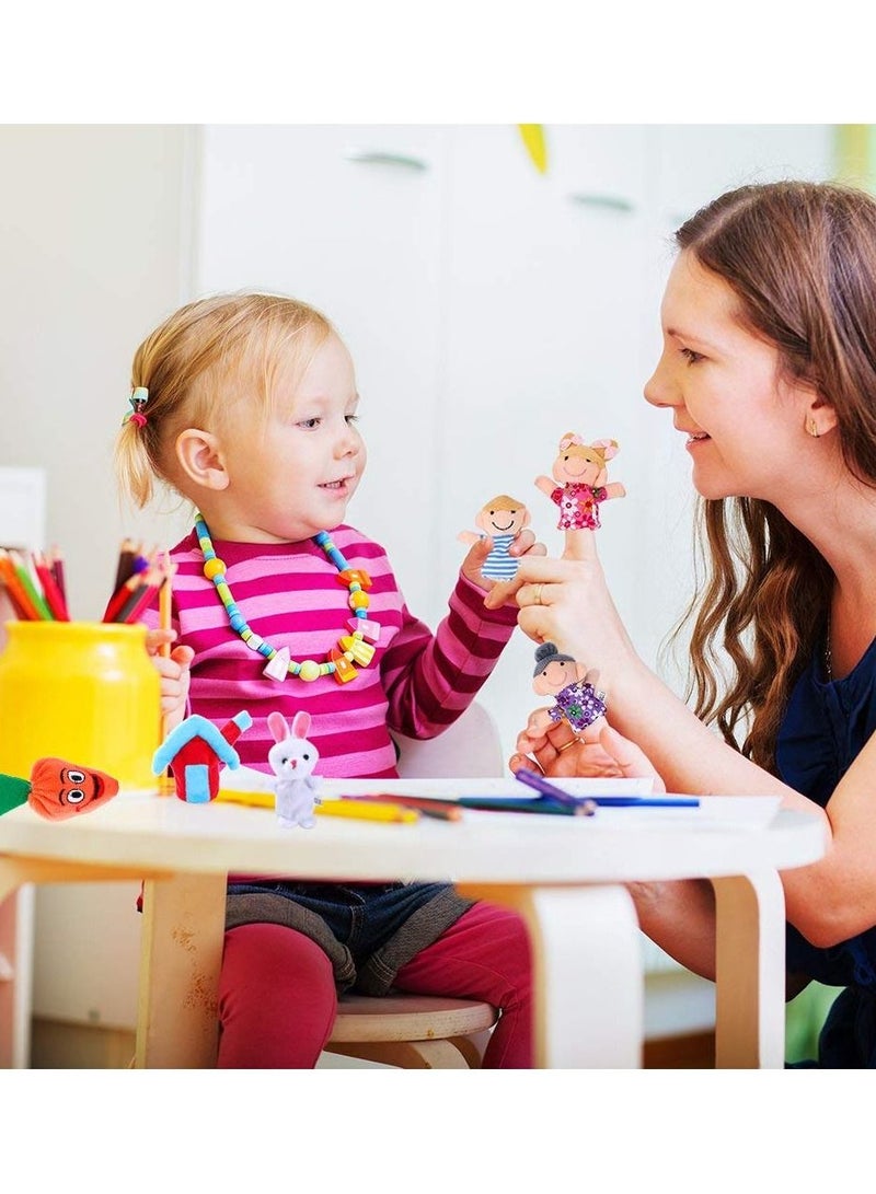 KASTWAVE 16 Pack Soft Plush Finger Puppets Set - 10 Animals + 6 People Family Members Velvet Cute Toys for Children, Story Time, Shows, Playtime, Schools (16pcs) - Image 5