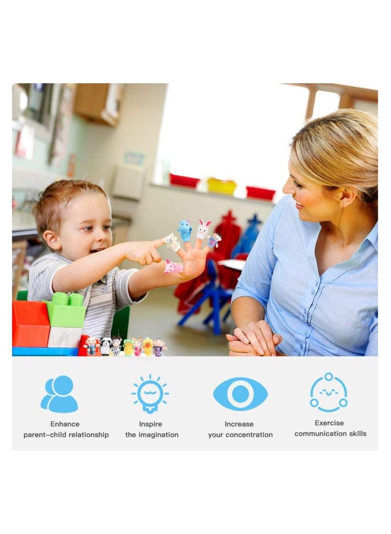 KASTWAVE 16 Pack Soft Plush Finger Puppets Set - 10 Animals + 6 People Family Members Velvet Cute Toys for Children, Story Time, Shows, Playtime, Schools (16pcs) - Image 4