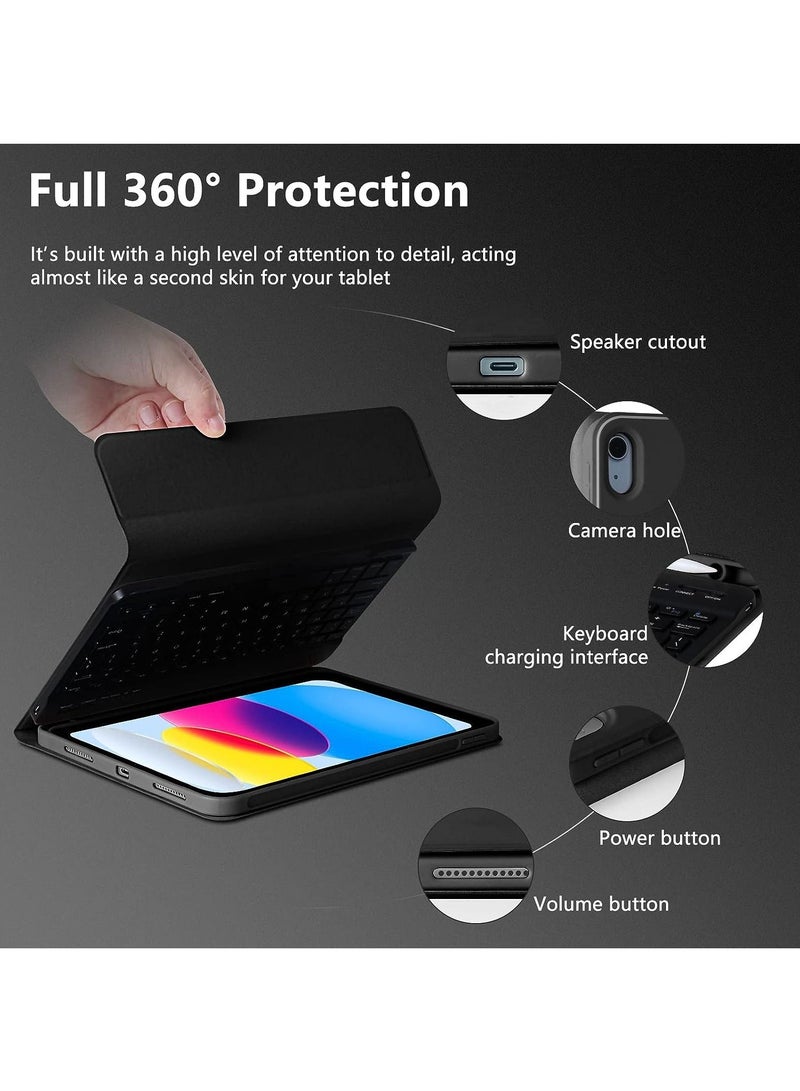 Keyboard Case for iPad 10th Gen 10.9"(A2757/A2777/A2696) with Mouse, iPad Case with Detachable Bluetooth Keyboard&Pencil Holder&Mouse[Free Arabic stickers] - Image 4