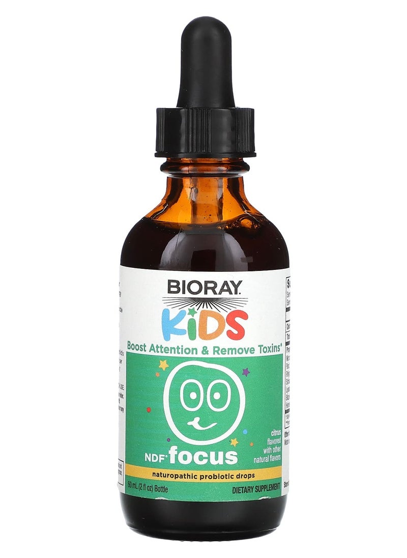 BIORAY - Bioray, Kids, NDF Focus, Naturopathic Probiotic Drops, Citrus, 2 fl oz (60 ml) - Image 1