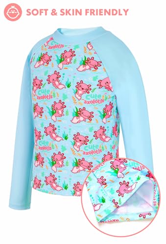 PinkSheep Girls Swimsuit,Axolot lToddler Girls Bathing Suit Two Piece Long Sleeve Rush Guard Swimwear for 3T,UPF 50+ Quick Dry Stretchy Summer Beach Swimsuit - Image 5