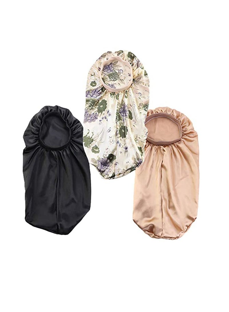 Hand Wash, Fashionable Looks, Attractive Design, Keep Hair Neat Long Sleep Caps Satin Night Sleeping Bonnets Soft Loose for Curly Beauty, One Size Fits Most People