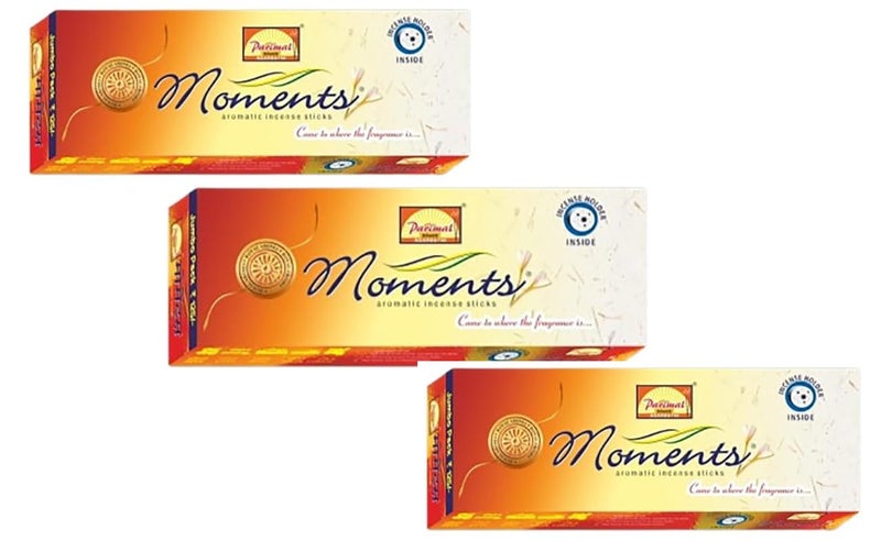 Parimal Moments Premium Incense/Agarbathi Sticks | Jumbo Value Pack (150g x 3 = 450g) | Sandalwood, Amber & Musk Scent | 45–50 Min Burn | Free Incense Holder in Each Pack | Pack of 3 - Image 1