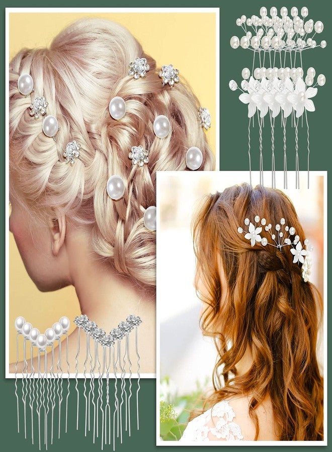 Jutom Elegant 64-Piece Wedding Hair Accessories Set - Includes Rhinestone Hair Sticks, Pearl Pins, Crystal Combs, Pearl Vine, and U-Shaped Clips (Classic Style) - Image 4