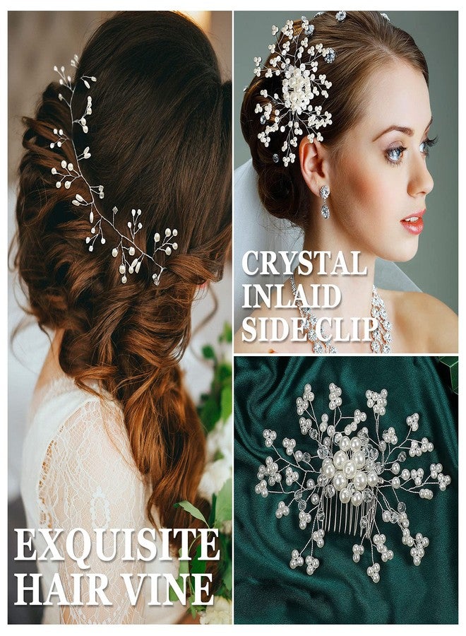 Jutom Elegant 64-Piece Wedding Hair Accessories Set - Includes Rhinestone Hair Sticks, Pearl Pins, Crystal Combs, Pearl Vine, and U-Shaped Clips (Classic Style) - Image 3