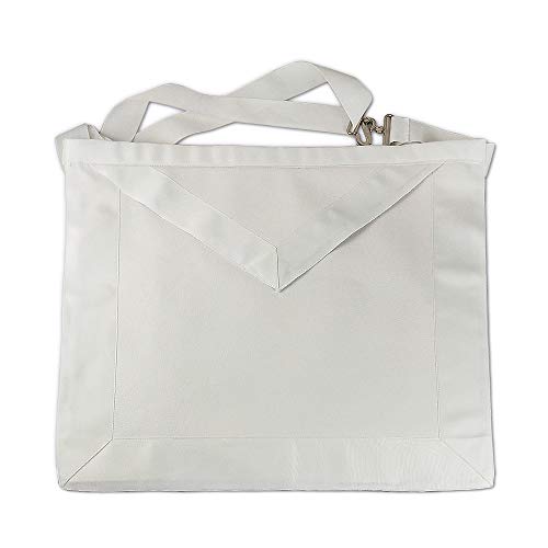 deDecoml Masonic Apron Synthetic Leather White Mason Apron - Image 1