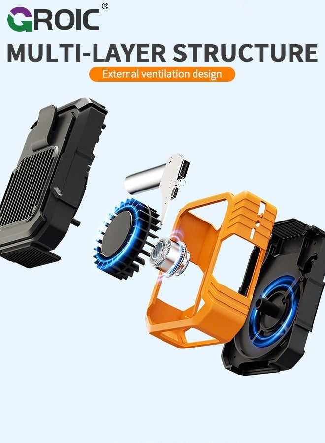 GROIC Orange Portable Waist Fan 4000mAh Rechargeable, Necklace with 6H Working Time 3 Speeds 6000RPM Strong Airflow Personal for Outdoors, Jobsite, Farm, Travel, Riding - Image 4
