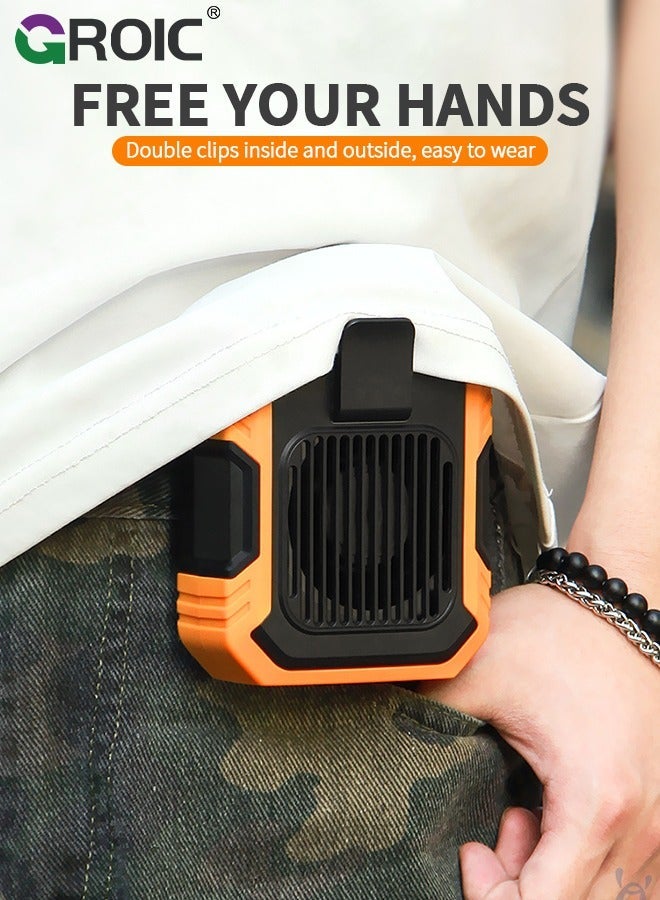 GROIC Orange Portable Waist Fan 4000mAh Rechargeable, Necklace with 6H Working Time 3 Speeds 6000RPM Strong Airflow Personal for Outdoors, Jobsite, Farm, Travel, Riding - Image 5