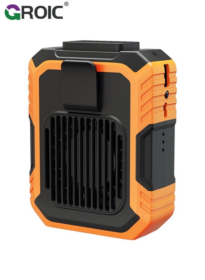GROIC Orange Portable Waist Fan 4000mAh Rechargeable, Necklace with 6H Working Time 3 Speeds 6000RPM Strong Airflow Personal for Outdoors, Jobsite, Farm, Travel, Riding - Image 3