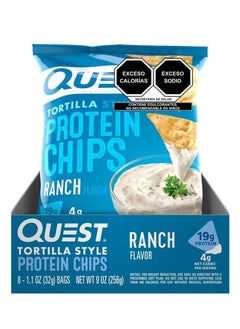 Quest Quest Nutrition Tortilla Style Protein Chips 32g Ranch Pack of 8  - Image 1