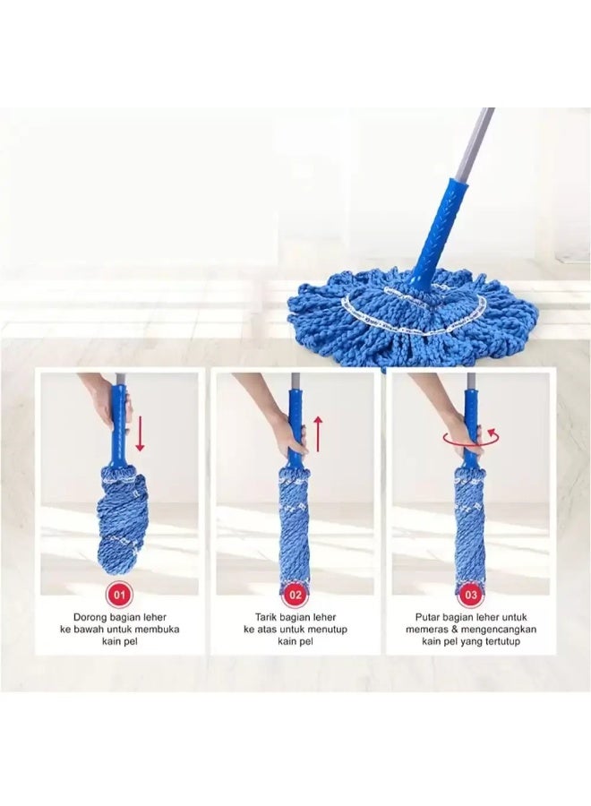 Kleaner Twist Mob With Microfiber Mob Head And Self Lock Metal Handle- Blue - Image 4