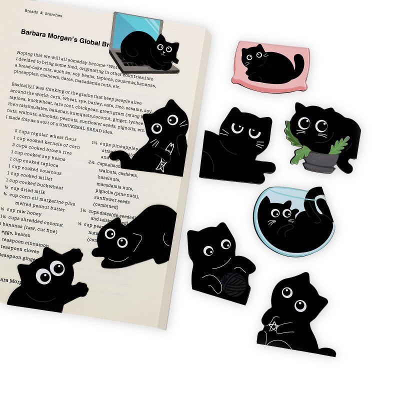 Prudiut 10 Pcs Cat Magnetic Bookmarks Cute Bookmark Black Cats Book Marks for Reading Women Book Lover Gifts - Image 1