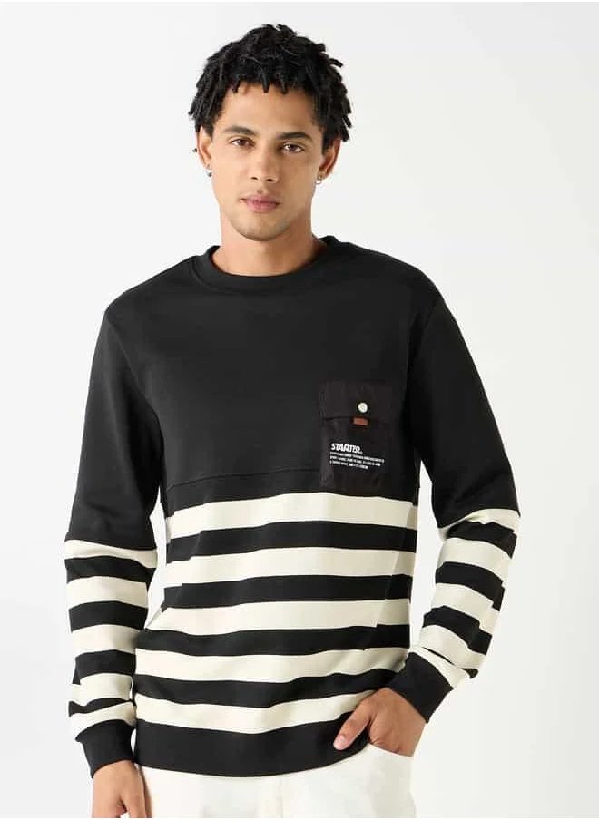 STARTER Starter Striped Sweatshirt with Long Sleeves