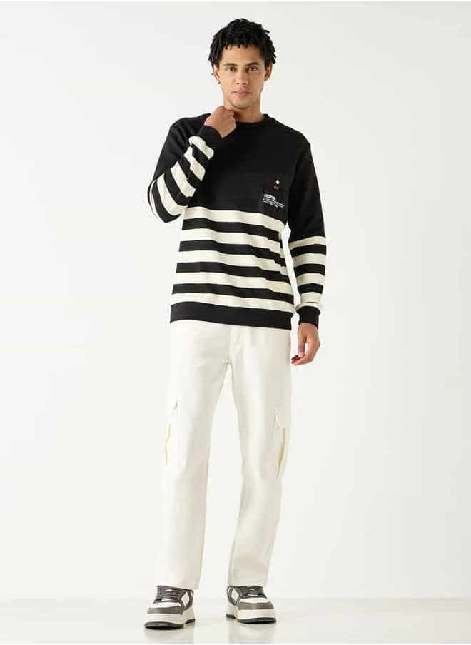 STARTER Starter Striped Sweatshirt with Long Sleeves