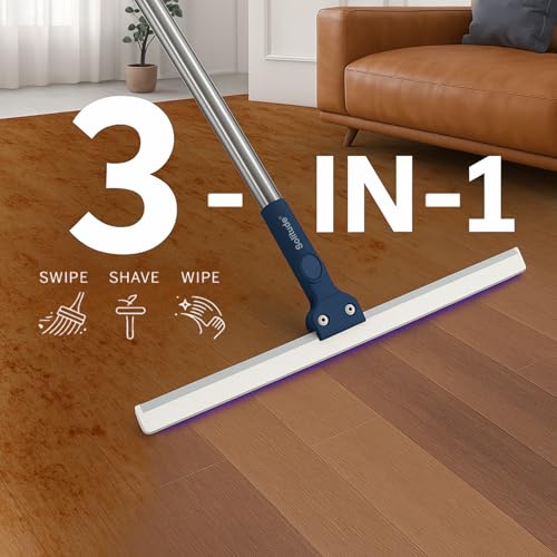 Solitude 50-Inch Rotating Floor Squeegee, Heavy Duty Bathroom Silicone Wiper with 180-Degree Swivel Head, Stainless Steel Extendable Handle, Easy Floor Cleaning Tool - Image 2
