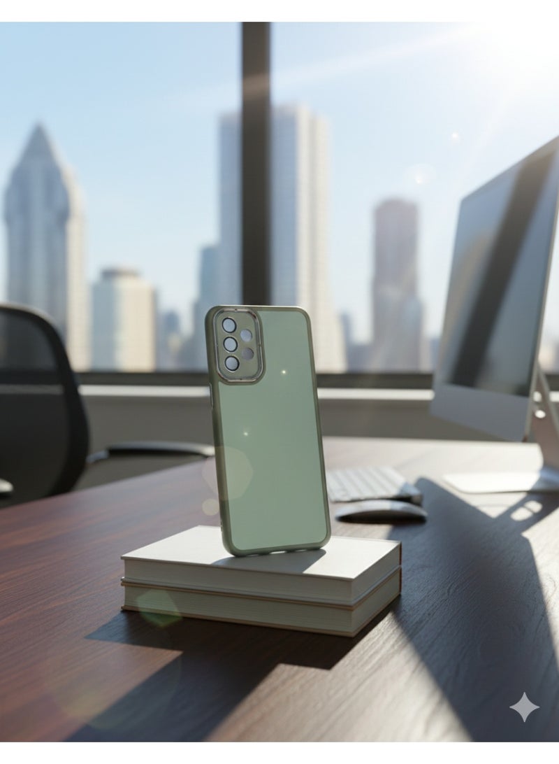 Grace Matte Finish Back Cover Case for Samsung A13 - Elegant Metallic Ribbon Design - Full Camera Protection & Non-Slip Grip - Image 2