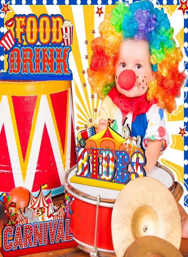 Quzzil 6 Pcs Circus Carnival Party Decorations Carnival Centerpieces for Tables Circus Theme Party Decorations Wooden Carnival Centerpieces for Cake Toppers Birthday Party Favors Supplies - Image 4