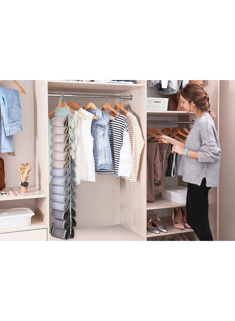 YelaJoy Legging Organizer Storage, T-Shirt Organizer, Hanging Closet Organizer, Hanging Clothes Organizer with 26 Roll Compartments for Yoga Pants, Tank Top, Towel, Underwear, Shirt (Grey)  - Image 2