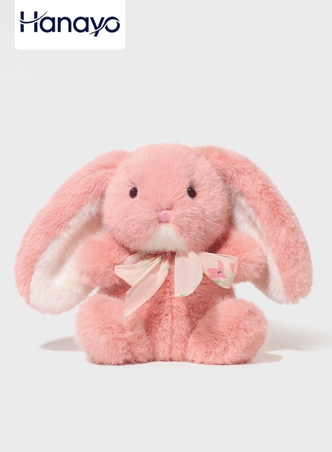 Hanayo دمية أرنب محشوة دمية أرنب واقعية لطيفة دمية حيوانات محشوة رقيقة لطيفة للديكور المنزلي هدية عيد ميلاد (وردي، 18.5 سم) - Image 1