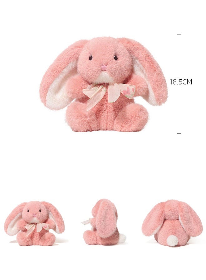 Hanayo دمية أرنب محشوة دمية أرنب واقعية لطيفة دمية حيوانات محشوة رقيقة لطيفة للديكور المنزلي هدية عيد ميلاد (وردي، 18.5 سم) - Image 2