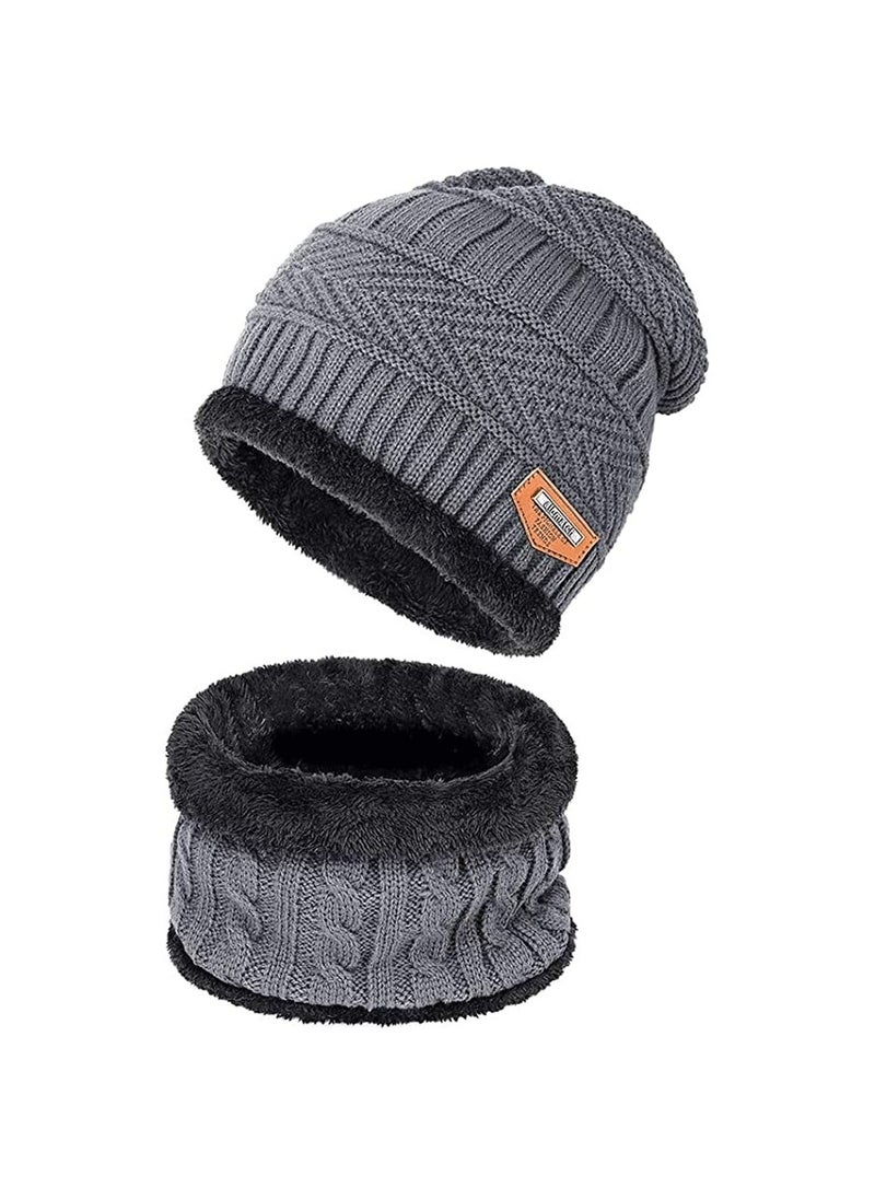 CMGTYYD 2PCS Winter Brimless Hats, Winter Warm Knitting Bib Warm Hat, Lined With Plush Scarf Hat, Suitable For Winter Men And Womens Sports To Keep Warm  - Image 1