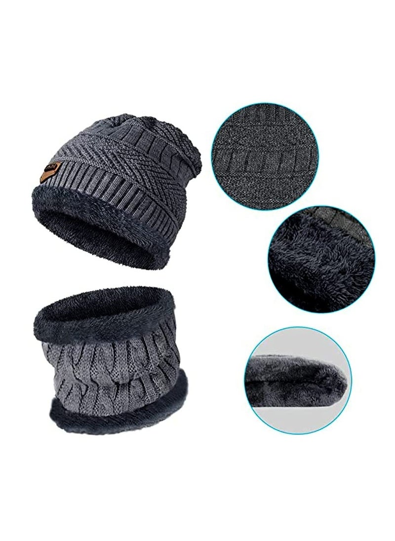 CMGTYYD 2PCS Winter Brimless Hats, Winter Warm Knitting Bib Warm Hat, Lined With Plush Scarf Hat, Suitable For Winter Men And Womens Sports To Keep Warm  - Image 3