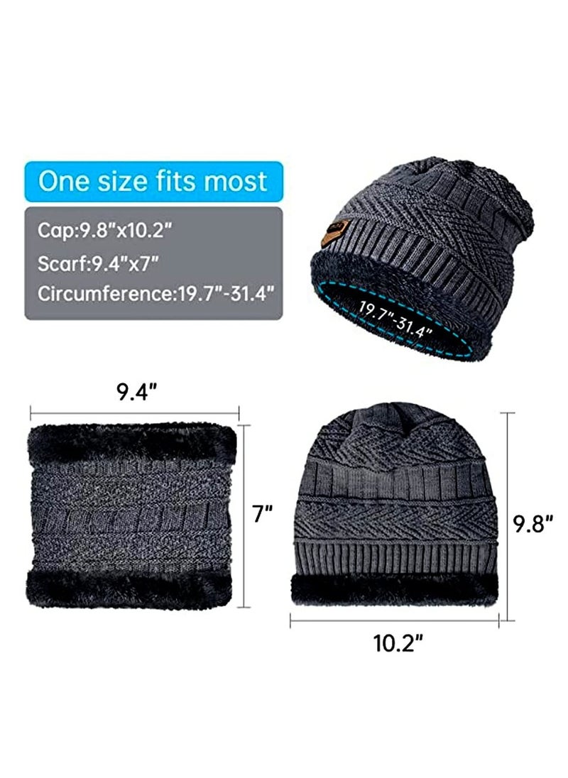 CMGTYYD 2PCS Winter Brimless Hats, Winter Warm Knitting Bib Warm Hat, Lined With Plush Scarf Hat, Suitable For Winter Men And Womens Sports To Keep Warm  - Image 4