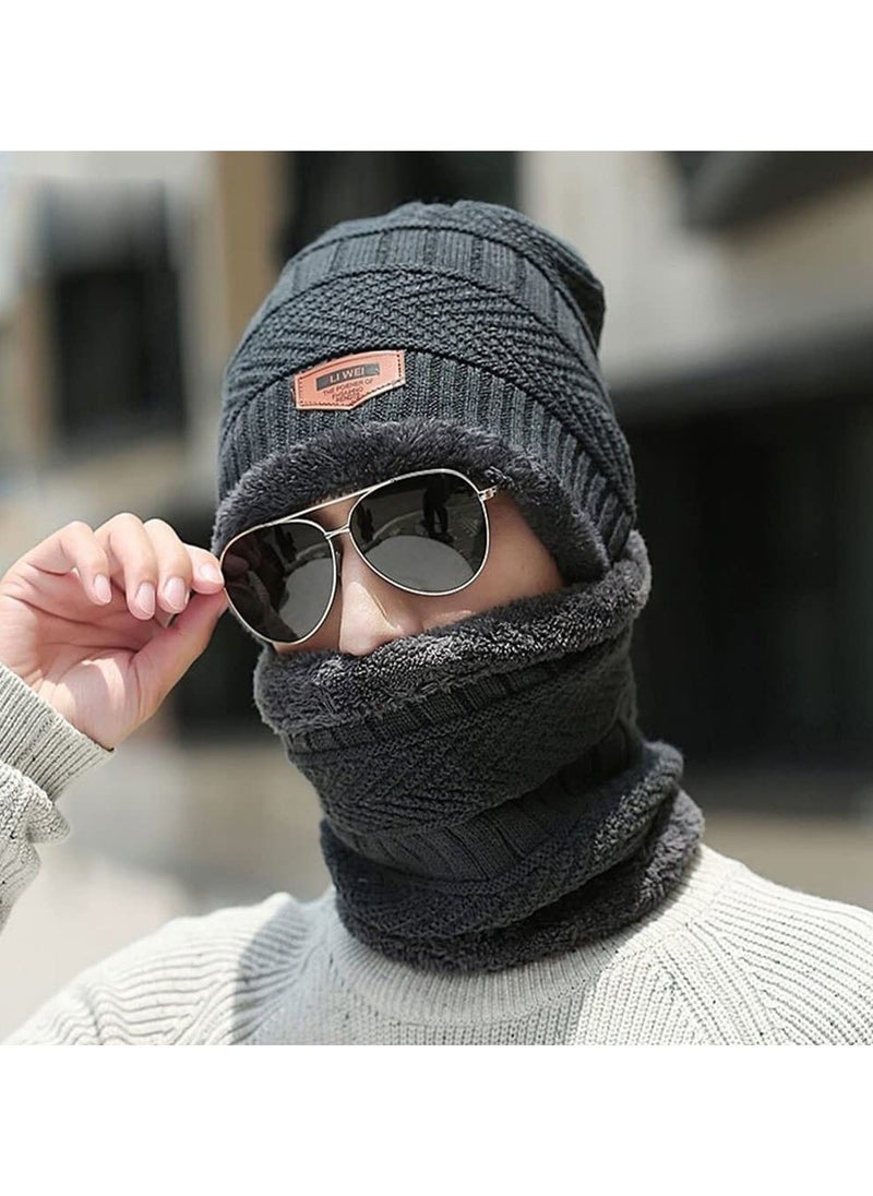 CMGTYYD 2PCS Winter Brimless Hats, Winter Warm Knitting Bib Warm Hat, Lined With Plush Scarf Hat, Suitable For Winter Men And Womens Sports To Keep Warm  - Image 5