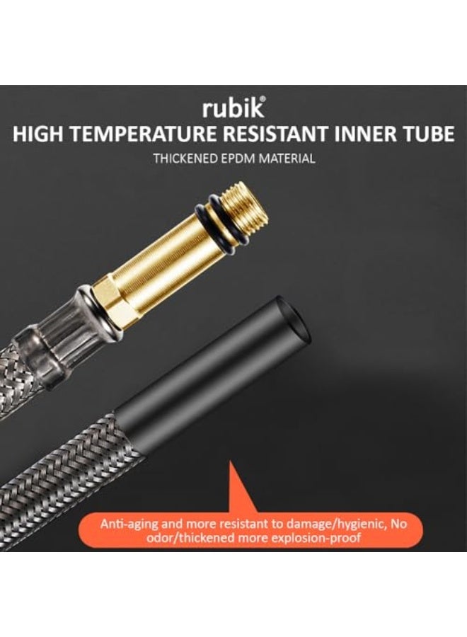 50cm braided inlet hose pipe, two pieces of hot and cold flexible faucet for water supply in brass for bathroom, wash basin and kitchen mixer - Black - Image 4