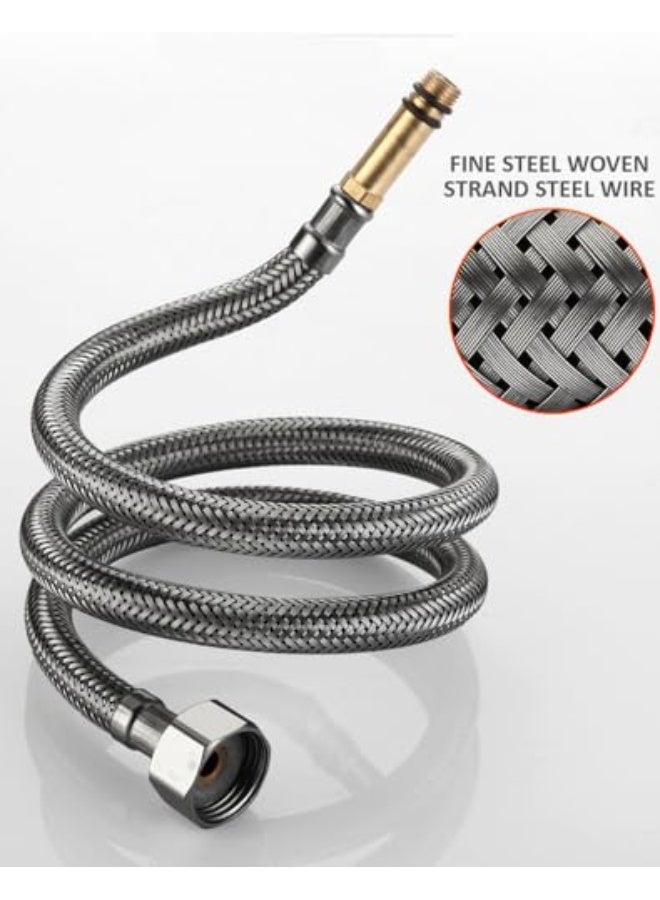 50cm braided inlet hose pipe, two pieces of hot and cold flexible faucet for water supply in brass for bathroom, wash basin and kitchen mixer - Black - Image 1