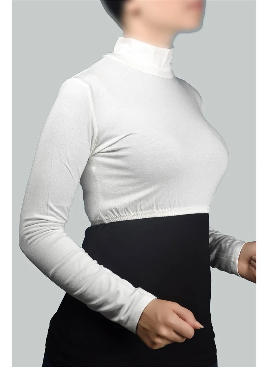 Altobeh Long Sleeve Turtleneck Turtleneck Lycra Combed Cotton Women's Half Body - Ecru