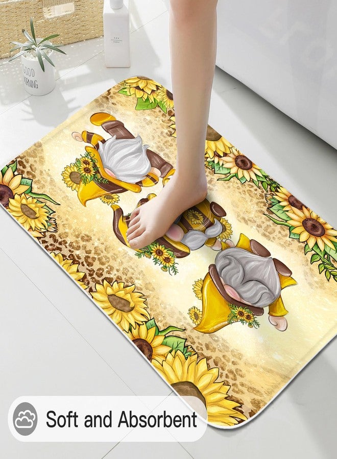 Litabel 4 Pcs Sunflower Gnomes Shower Curtain Set with Non-Slip Rugs, Toilet Lid Cover and Bath Mat, Farmhouse Country Bathroom Decor Set with Shower Curtain and Rugs(Hooks Not Included) - Image 5