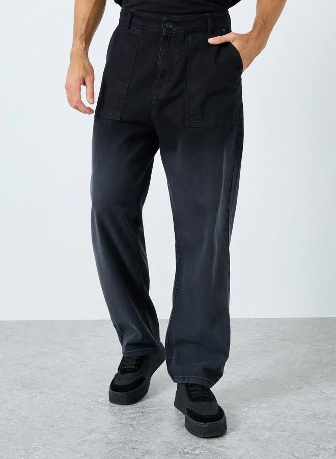 Styli Men Acid Wash Relaxed Fit Jeans