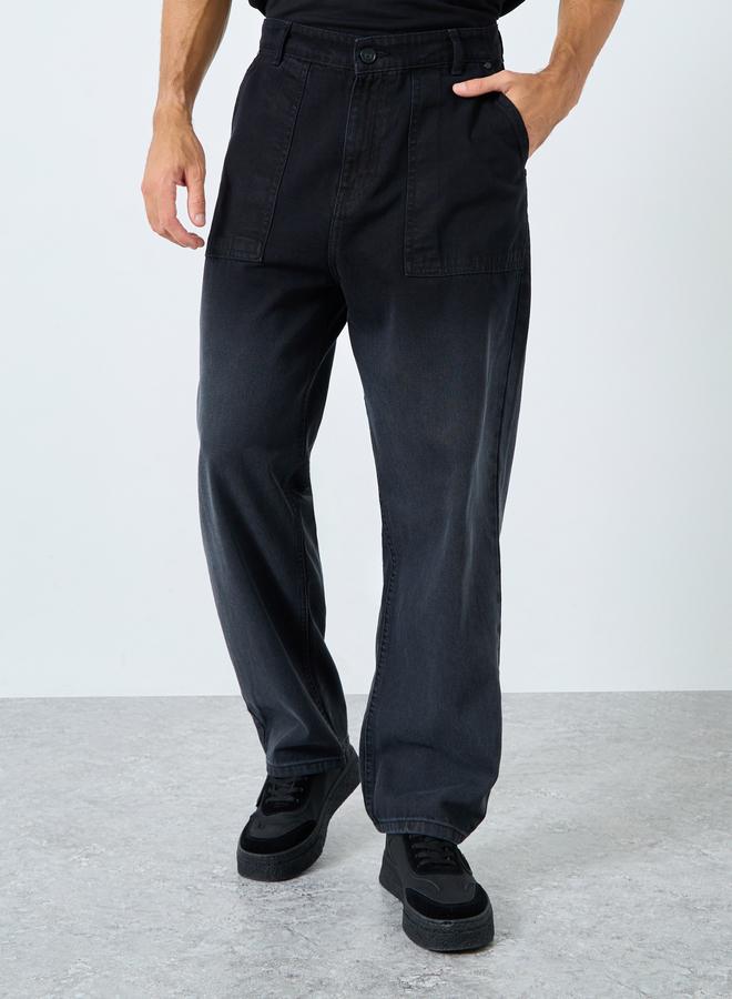 Styli Men Acid Wash Relaxed Fit Jeans - Image 1