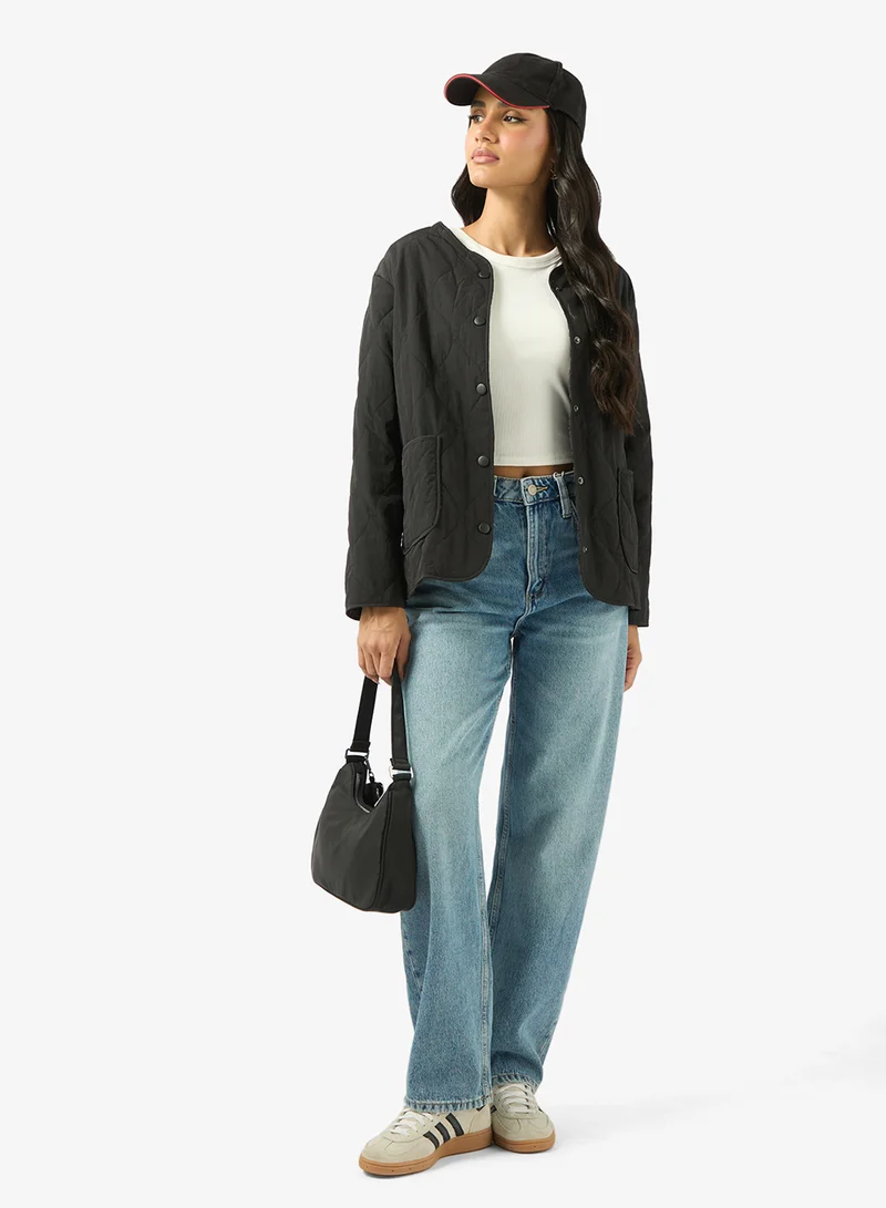 Ginger Quilted Pattern Longline Jacket