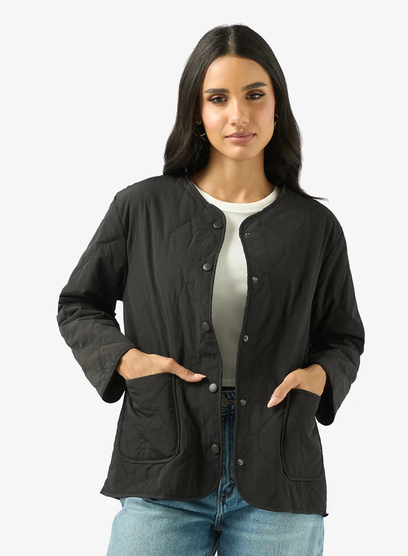 Ginger Quilted Pattern Longline Jacket