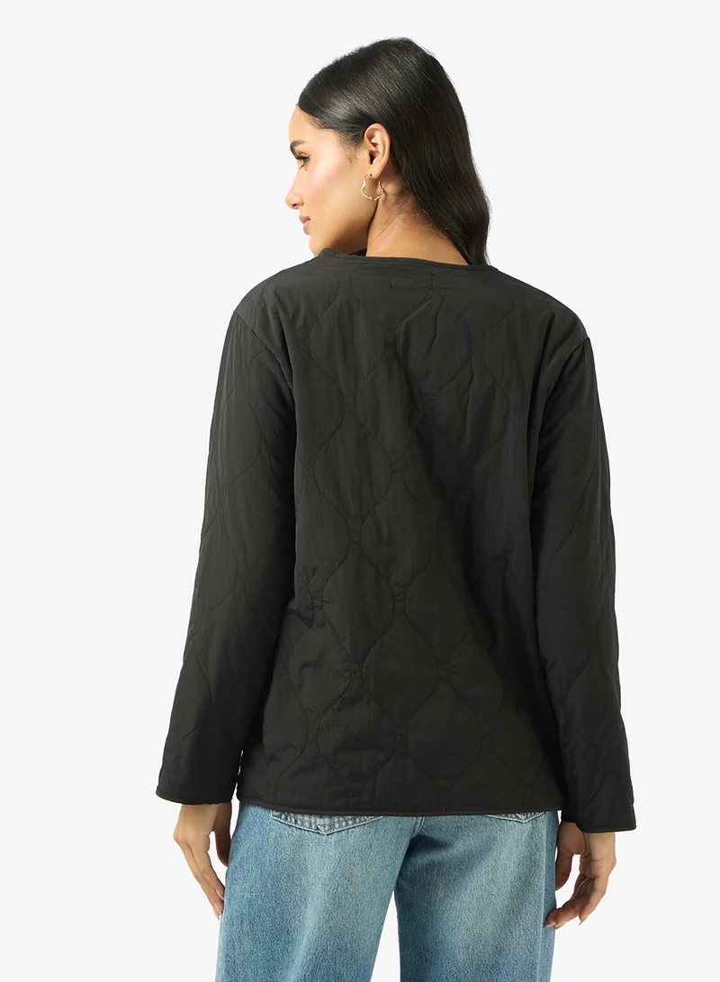 Ginger Quilted Pattern Longline Jacket