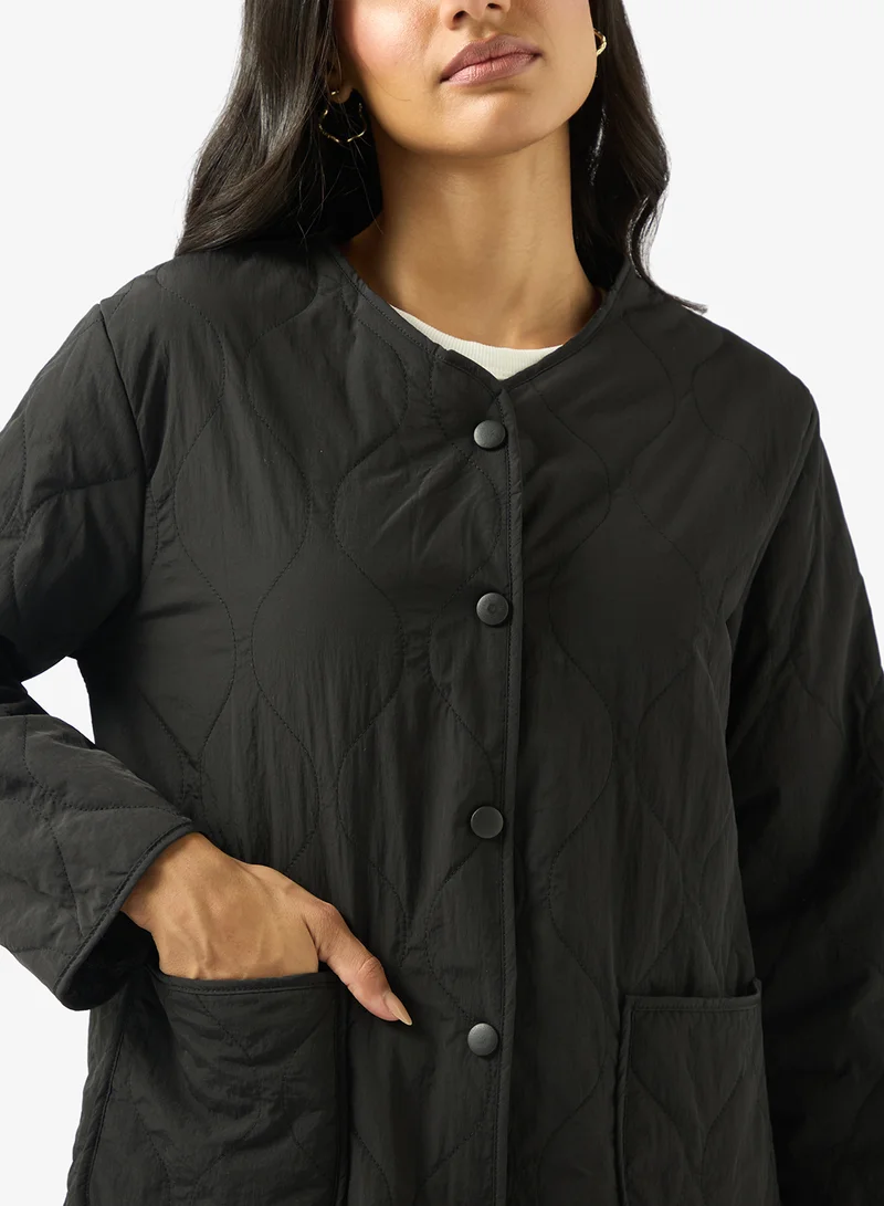 Ginger Quilted Pattern Longline Jacket
