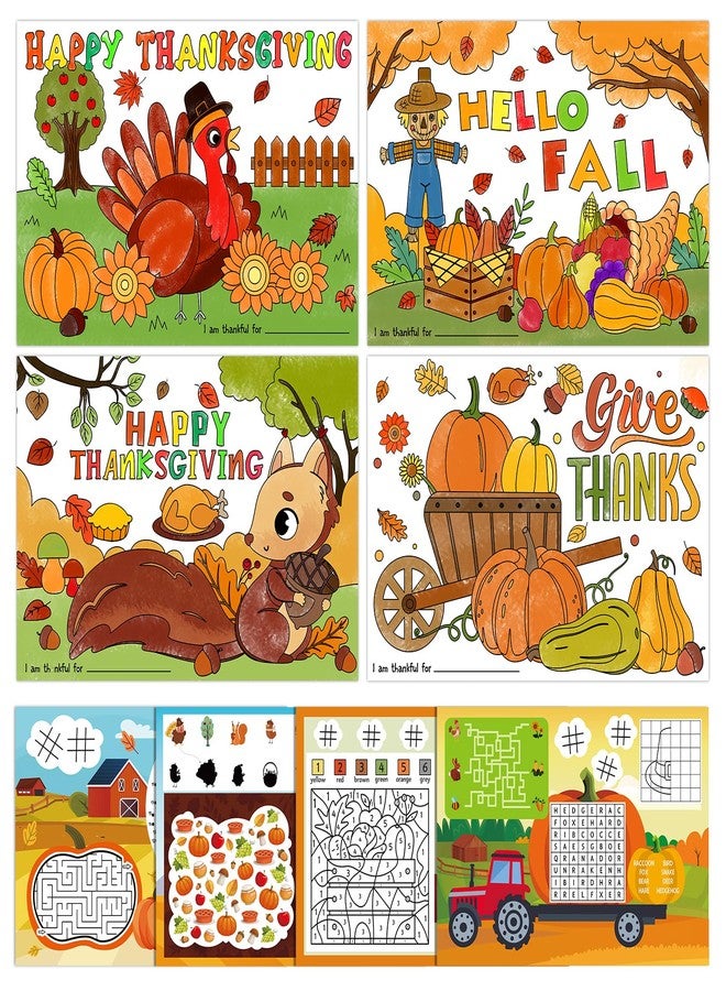 PETCEE Thanksgiving Coloring Placemats - 16PCS 14''x10'' Double-Sided Kids Placemats for Colorful Craft Activity & Party Decorations - Image 1