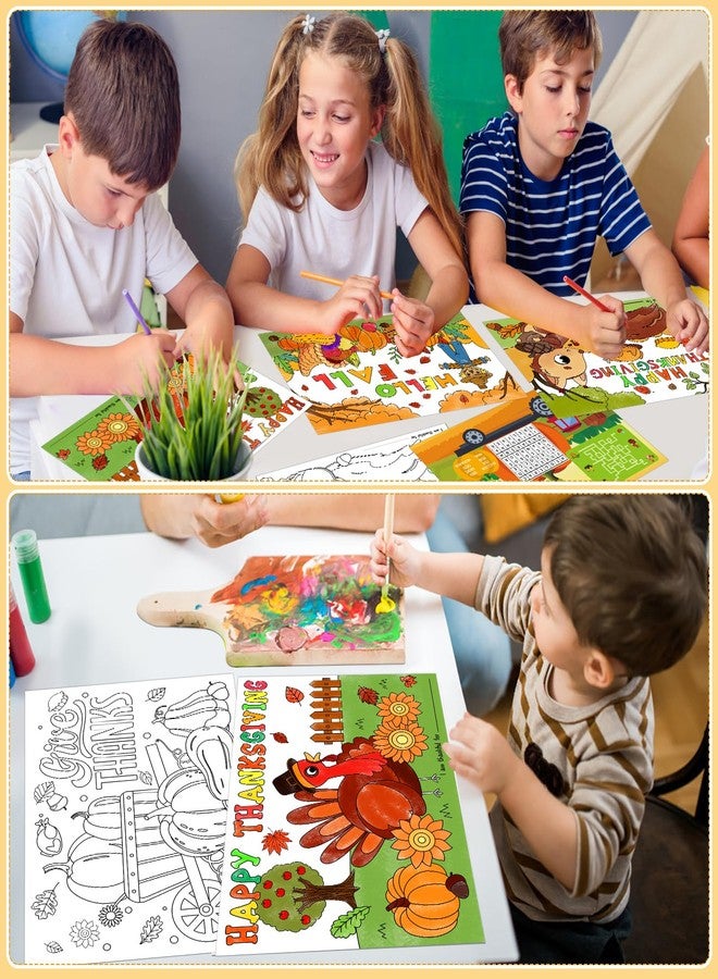 PETCEE Thanksgiving Coloring Placemats - 16PCS 14''x10'' Double-Sided Kids Placemats for Colorful Craft Activity & Party Decorations - Image 5