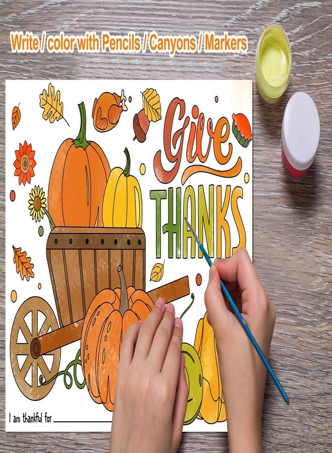 PETCEE Thanksgiving Coloring Placemats - 16PCS 14''x10'' Double-Sided Kids Placemats for Colorful Craft Activity & Party Decorations - Image 4