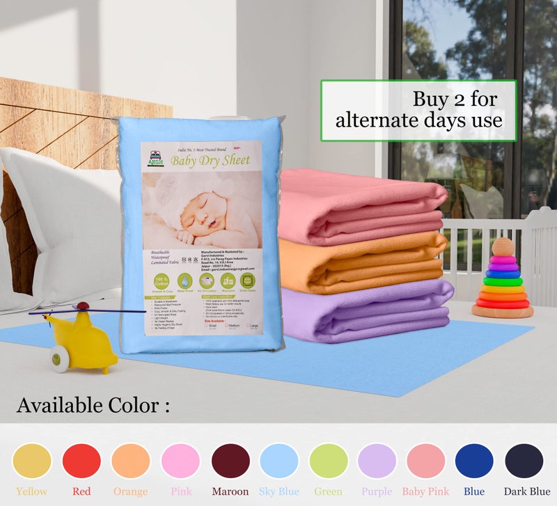 AJISH Baby Bed Protector Reusable, 100% Waterproof High Absorbent Faster Dry Sheet, Soft Cotton Fabric, Best for New Born Babies & Toddler Children, 50X70CM, Sky Blue, Small - Pack of 1 - Image 4