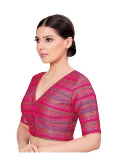 Studio Shringaar Studio Shringaar Women's Multi-Coloured Brocade Readymade Saree Blouse (Multi-Color, 50)  - Image 3