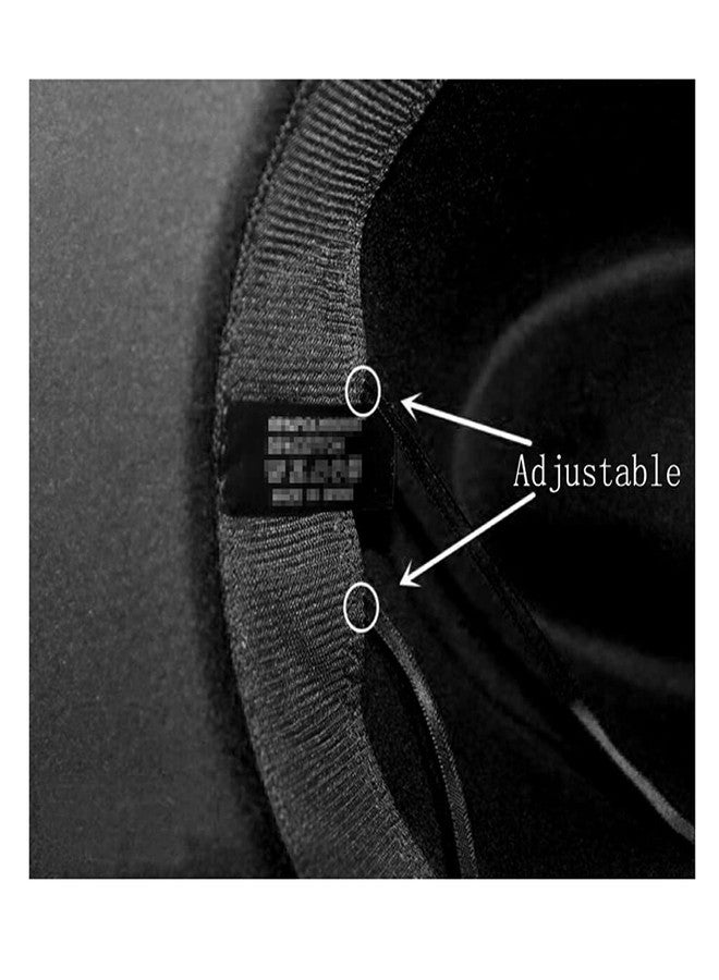 NaRaMax Classic Fashion Black Wide Brim Flat Top Fedora Panama Hat Felt Church Derby Cap Pork Pie Hat Jazz Hat - Image 3