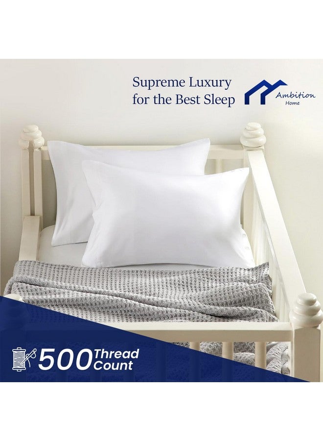 Ambition Home Toddler Travel Small Pillowcase 12x16 Inch White Solid Zipper Closer Pillow case Set of 2 PC Travel Pillow Cover 500 Thread Count 100% Egyptian Cotton Decorative Travel Pillow Cover - Image 3