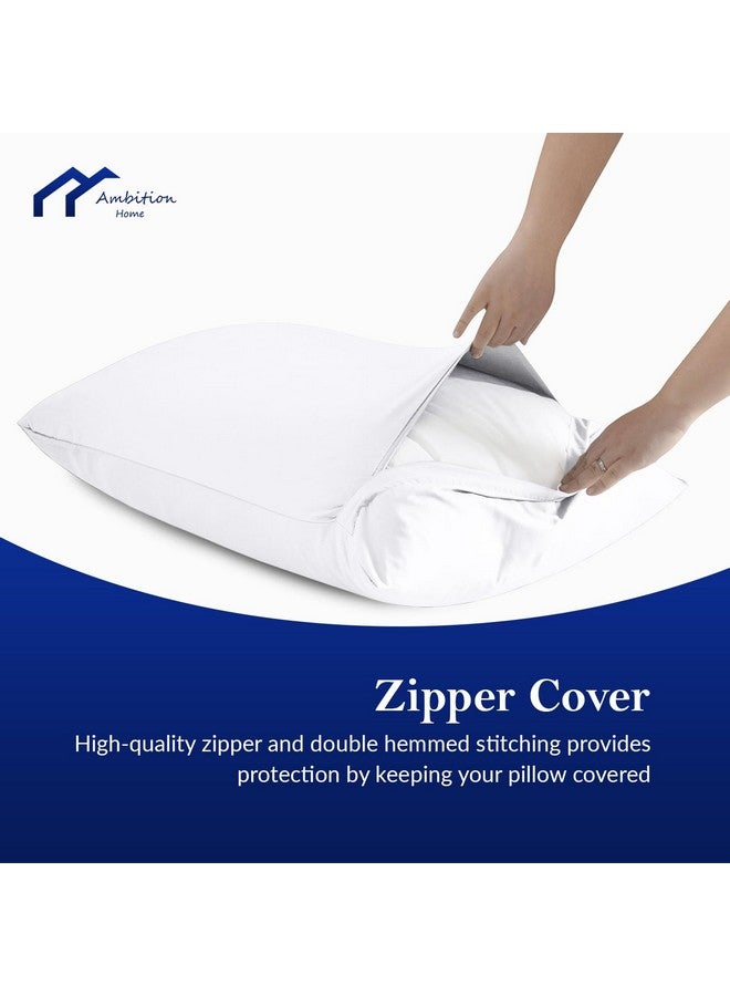 Ambition Home Toddler Travel Small Pillowcase 12x16 Inch White Solid Zipper Closer Pillow case Set of 2 PC Travel Pillow Cover 500 Thread Count 100% Egyptian Cotton Decorative Travel Pillow Cover - Image 5