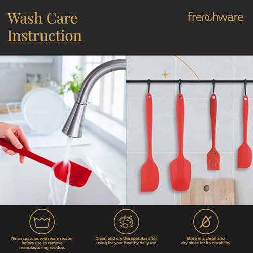 Frenchware (Set of 5) Non-Stick Premium Silicone Spatula for Cooking, Baking & Mixing, Heat-Resistant up to 230°C, Food-SpatulaGrade & BPA-Free, Dishwasher Safe, FDA Approved (Red) - Image 4