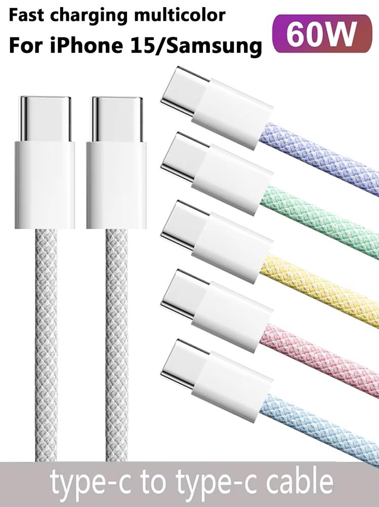 Punnkk Original USB-C to C Type Braided 1M Fast Charging Cable Compatible for iPhone 16/16 Pro/Max/15/15 Pro/Max/Samsung Galaxy S24/S23/S22/S21/iPad & More Yellow - Image 2